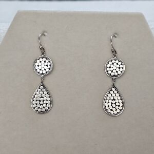 ATI 925 Silver Dot Design Teardrop Dangle Earrings Indonesia